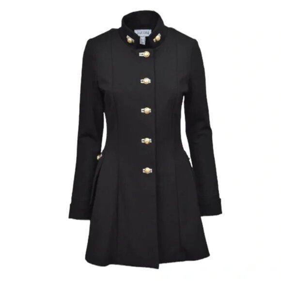Joseph Ribkoff Designer Statement Fall Military Jacket Coat Size 8 Black - Picture 3 of 15